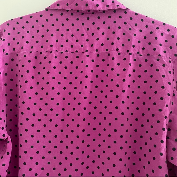 I.B. Diffusion 100% Silk Polka Dot Pleated Blouse Button Down - Picture 6 of 16